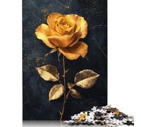 Golden Rose on Black Puzzles Imposible,desafío for Adults Juego Educativo 1000 Piezas Obra De Arte De Juego De para Adultos, Regalos A Partir De 14 Años 1000pcs (75x50cm)