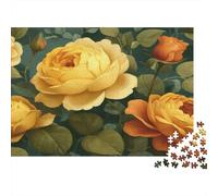 Golden Roses-Botanical Garden Art Puzzle for Adults & Age 14 Up Yellow and Orange Roses Fun Present & Activity for Home Gift 38x26cm/1000pcs