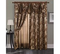 Golden Rugs Jana Collection Jana - Cortina de Ventana de Lujo con Cenefa y Espalda para Dormitorio, salón y Comedor, Color marrón