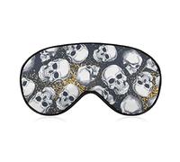 Golden Sand Skull Sleep Eye Mask Blindfold Correas ajustables para la cabeza Cubierta de ojos para mujeres, hombres, niñas y niños