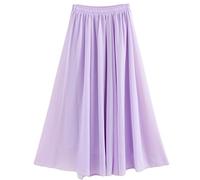 Golden Service Falda Mujer Elástica Plisada Básica Falda Larga Mujer Maxi Bohemia Playa Vacaciones Gasa con Talla Grande Cintura Elástica