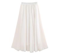 Golden Service Falda Mujer Elástica Plisada Básica Falda Larga Mujer Maxi Bohemia Playa Vacaciones Gasa con Talla Grande Cintura Elástica