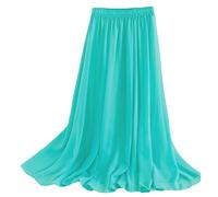 Golden Service Falda Mujer Elástica Plisada Básica Falda Larga Mujer Maxi Bohemia Playa Vacaciones Gasa con Talla Grande Cintura Elástica