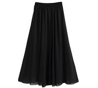 Golden Service Falda Mujer Elástica Plisada Básica Falda Larga Mujer Maxi Bohemia Playa Vacaciones Gasa con Talla Grande Cintura Elástica