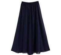 Golden Service Falda Mujer Elástica Plisada Básica Falda Larga Mujer Maxi Bohemia Playa Vacaciones Gasa con Talla Grande Cintura Elástica