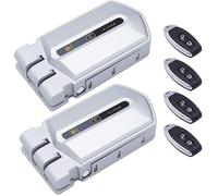 Golden Shield Alarm, Duo Cerraduras inteligentes con alarma 95db color plata controla 2 cerraduras con un mismo mando, (Cuando fuercen la puerta antes de que puedan abrir la puerta, la alarma saltará)