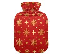 Golden Snokered Christmas - Botella de agua caliente con tapa suave, bolsa de agua caliente de 2 L para calambres menstruales