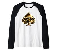 Golden Spade Sunglasses Poker Casino Lucky Symbol Camiseta Manga Raglan