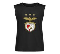 Golden Sport Lisboa SL Benfica Logo Regular Fit - Camiseta sin mangas para hombre, cuello redondo, 100% algodón, camiseta interior unisex, Negro, XL
