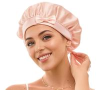Golden Star Beauty Gorro de dormir de seda para mujer, hecho de 100% seda de morera real, suave y fácil de usar, transpirable y ajustable, envoltura fina para el cabello, gorra de noche para cabello