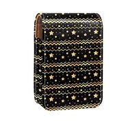 Golden Stars on Black-01 - Estuche portátil para pintalabios para viajes, mini caja de almacenamiento de lápiz labial con espejo para mujeres y mujeres, bolsa de cosméticos de cuero, Varios colores, 9.5x2x7 cm/3.7x0.8x2.7 in