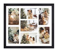 Golden State Art, 13.7x15.7 Matted Black Wood 7-Opening for 4 x 6 Collage Picture Frame