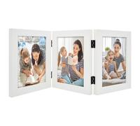 Golden State Art, 5x7 Triple Hinged Picture Frame, Three Photo Folding Frames, for Wedding Family Pictures Collage (White, Triple, 5x7)