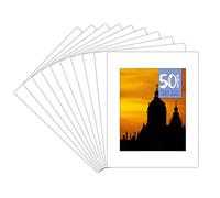 Golden State Art - Juego de 50 Alfombrillas para Fotos (11 x 14 cm, Borde Biselado, para Fotos de 8 x 10 cm), Color Blanco