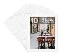 Golden State Art, Tapete de fotos de color blanco sin ácidos con núcleo blanco biselado para fotos, excelente para proyectos de arte, bodas, baby showers (paquete de 10, 8 x 10 para fotos de 7 x 9)