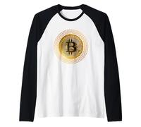Golden Stylish Bitcoin Tees, Bitcoin Cryptocurrency Graphic Camiseta Manga Raglan