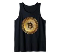 Golden Stylish Bitcoin Tees, Bitcoin Cryptocurrency Graphic Camiseta sin Mangas