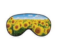 Golden Summer - Antifaz para dormir con diseño de pétalos de girasol, cielo azul con correa ajustable, cómodo y suave, ayuda para dormir, antifaz que bloquea la luz