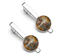 Golden Sun Moon and Stars - Pinzas de corbata clásicas para hombre, paquete de 2 clips de cierre, regalos para aniversario y negocios, 5.5x2.2cm, poliuretano