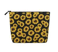 Golden Sunflowers - Neceser portátil de cáñamo falso, bolsa de maquillaje grande, resistente al agua, bolsa de aseo de viaje