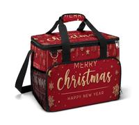 Golden Text Merry Christmas Happy New Year - Bolsa térmica térmica portátil para playa, a prueba de fugas, con correa para el hombro