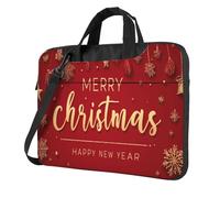 Golden Text Merry Christmas Happy New Year - Funda acolchada para laptop de 15.6 pulgadas, para mujeres y hombres