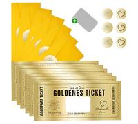 Golden Ticket,Rasca Y Gana Personalizado,Vales Dorados para Rascar Billetes Dorados,Golden Ticket Tarjeta Rasca,Adecuado para Fiest As,Intercambios de Regalos,Eventos Corporativos