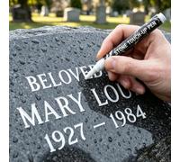 Golden Tombstone Marker Pen for Restoring Faded Grave Inscriptions,Gravestone Marker Pens,Waterproof Stone Touch-Up Pen,Strong Coverage,for Gravestone Lettering and Memorial Inscriptions，Silver