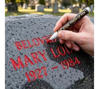 Golden Tombstone Marker Pen for Restoring Faded Grave Inscriptions,Gravestone Marker Pens,Waterproof Stone Touch-Up Pen,Strong Coverage,for Gravestone Lettering and Memorial Inscriptions，Red