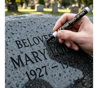 Golden Tombstone Marker Pen for Restoring Faded Grave Inscriptions,Gravestone Marker Pens,Waterproof Stone Touch-Up Pen,Strong Coverage,for Gravestone Lettering and Memorial Inscriptions，Black