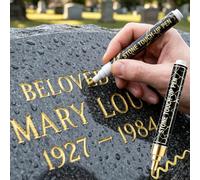 Golden Tombstone Marker Pen for Restoring Faded Grave Inscriptions,Gravestone Marker Pens,Waterproof Stone Touch-Up Pen,Strong Coverage,for Gravestone Lettering and Memorial Inscriptions，Gold