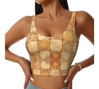 Golden Totem Brick - Chaleco deportivo estampado para mujer, transpirable, con diseño de espalda en U, camiseta sin mangas para fitness, Negro, XXL-3XL