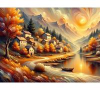 Golden Town 700 Piece Jigsaw Puzzles for Adults, Colourful, Challenging & Brainteasing Adult Puzzles 700 Pieces Sunset, Fun jigsaws for The Whole Family 20x15 Inch