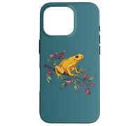 Golden Tree Frog on Blooming Branch Anfibian Wildlife Art Carcasa para iPhone 16 Pro