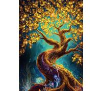 Golden Tree of Life Diary: Hardcover Journal with Lightly Lined Writing Pages, Large Aesthetic Notebook Journal 7" x 10" with Fantasy Lined Paper for Women and Men