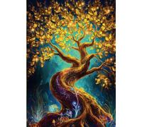 Golden Tree of Life Diary: Paperback Journal with 100 Lightly Lined Pages, Large Aesthetic Notebook Journal 7" x 10" with Fantasy Lined Paper for Women and Men