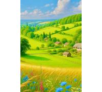 Golden View Notebook: Aesthetic 6x9 lined journal with 165 pages. Features a bright meadow “Golden View” cover-perfect for journaling, notes, planning, school, or everyday writing.