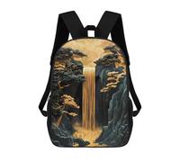 Golden Waterfall Bonsai Cherry Blossom Landscape Mochilas Infantiles Escolares Impresas En 3D, Mochilas Para Niños, Mochilas De Viaje Para Niños Y Niñas, Mochilas Escolares Para Niños 17inch