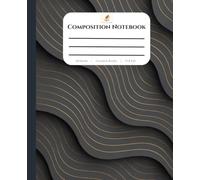 Golden Waves dark Gray Cover Design Composition Notebook, College Ruled, 7.5 X 9.25