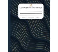 Golden Waves Olive Green Cover Design Composition Notebook, College Ruled, 7.5 X 9.25