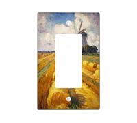 Golden Wheat Fields - Placas de cubierta para interruptor de luz/cubiertas de toma, paisaje amarillo rústico para decoración del hogar, placas de pared termoplásticas, balancín individual de tamaño