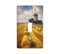 Golden Wheat Fields - Placas de cubierta para interruptor de luz/cubiertas de toma, paisaje amarillo rústico para decoración del hogar, placas de pared termoplásticas, tamaño estándar, palanca única