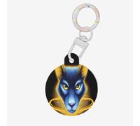 Golden Wolf Head - Etiquetas redondas para mascotas, etiquetas de identificación acrílicas duraderas y elegantes, perfectas para mascotas pequeñas a grandes