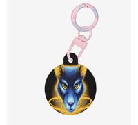 Golden Wolf Head - Etiquetas redondas para mascotas, etiquetas de identificación acrílicas duraderas y elegantes, perfectas para mascotas pequeñas a grandes