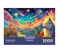 Golden Wolf Rests Cerca de Starlit Castle Puzzle De 1000 Piezas Lobo Fresco Cartón Reciclado, Excelente Regalo para Todas Las Edades 70x50cm/1000pcs