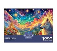 Golden Wolf Rests Cerca de Starlit Castle Puzzle De 1000 Piezas Lobo Fresco Desafío De Ingenio para Adultos Y Niños 38x26cm/1000pcs