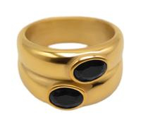 GOLDENCAT Anillo Infinity Black Talla 6, Anillo con Circonitas de Acero Inoxidable, Baño Oro 18k, Diámetro interno del aro 16.5 mm