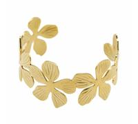 GOLDENCAT Brazalete Cherry Blossom Ajustable Con Diseño de Flores, Pulsera Para Eventos, Acero de Titanio, Baño de Oro 18k