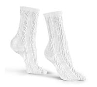 GOLDENCAT Calcetines de punto trenzado, Calcetines Blancos de poliéster, Calcetines altos mujer, Calcetines media caña mujer, Calcetines Otoño/Invierno, Talla única, 95% Poliéster 5% Spandex, Blancos