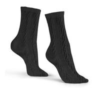 GOLDENCAT Calcetines de punto trenzado, Calcetines negros de poliéster, Calcetines altos mujer, Calcetines media caña mujer, Calcetines Otoño/Invierno, Talla única, 95% Poliéster 5% Spandex, Negro